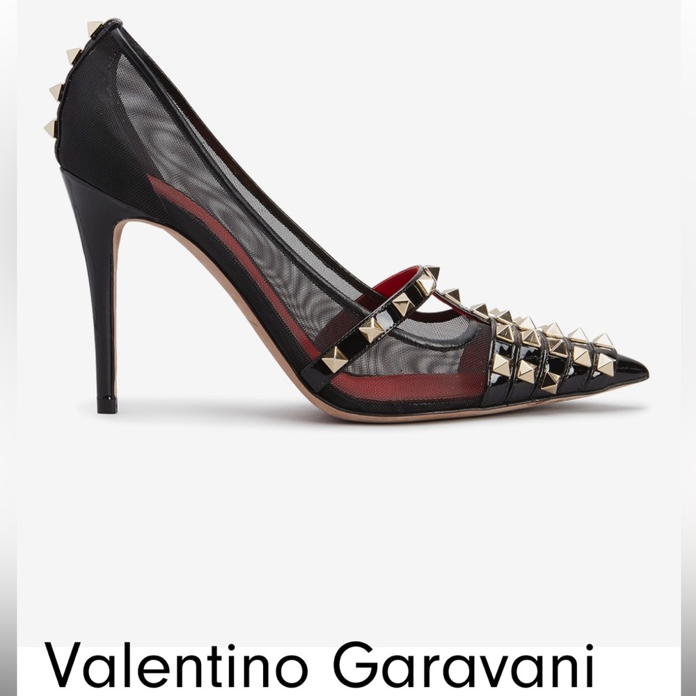 Valentino, alcove rock-stud patent mesh high heel